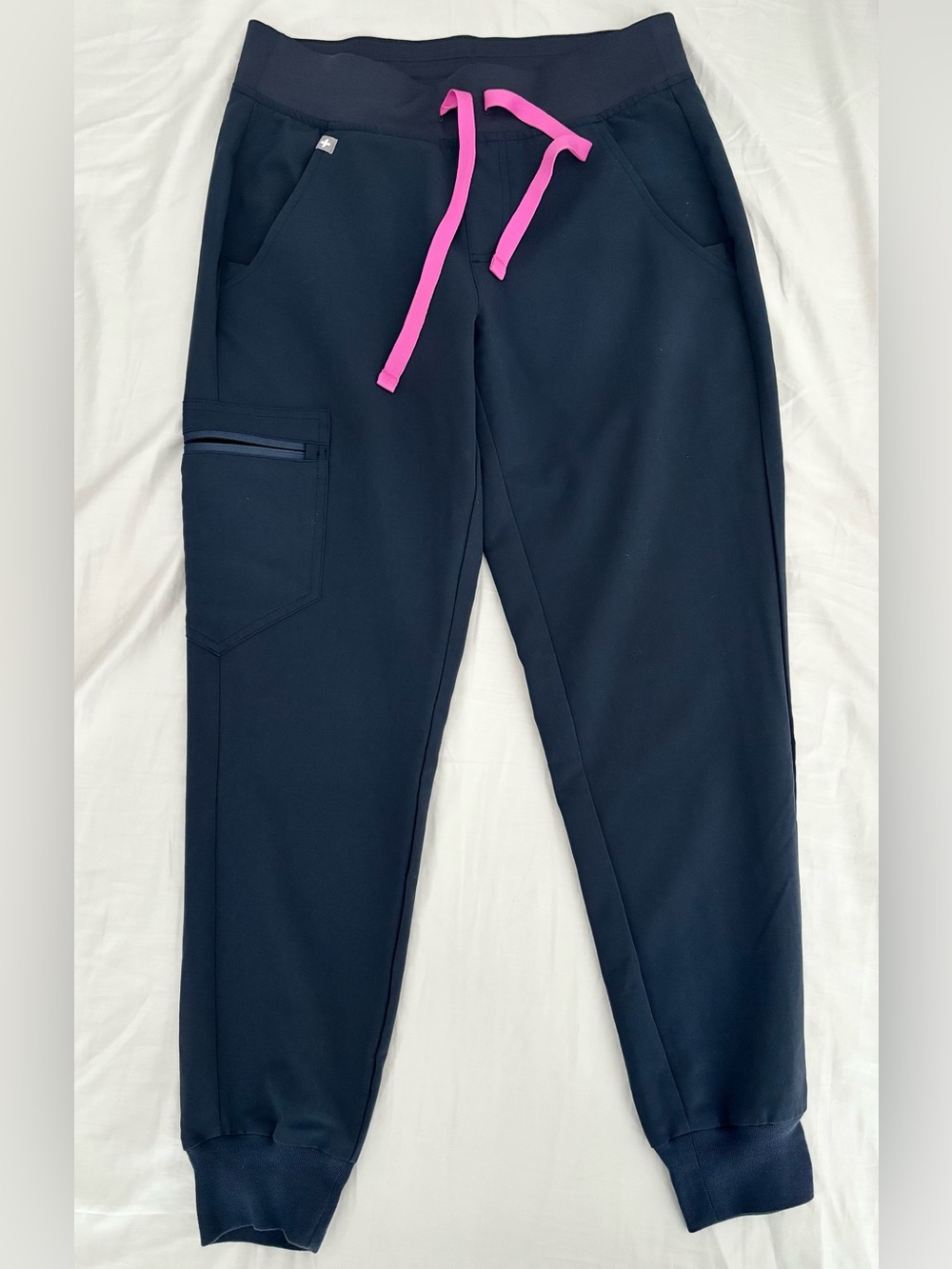 Figs Gray Zamora Joggers with Hot Pink Drawstring 💓